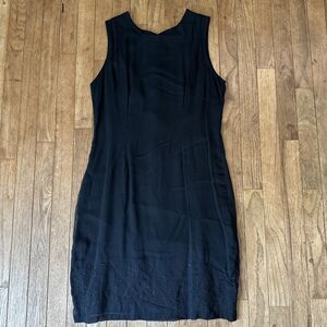 Vtg Y2K Victoria Holley Black Whimsy Goth Sleeveless Embroidered Sheath Dress S‎